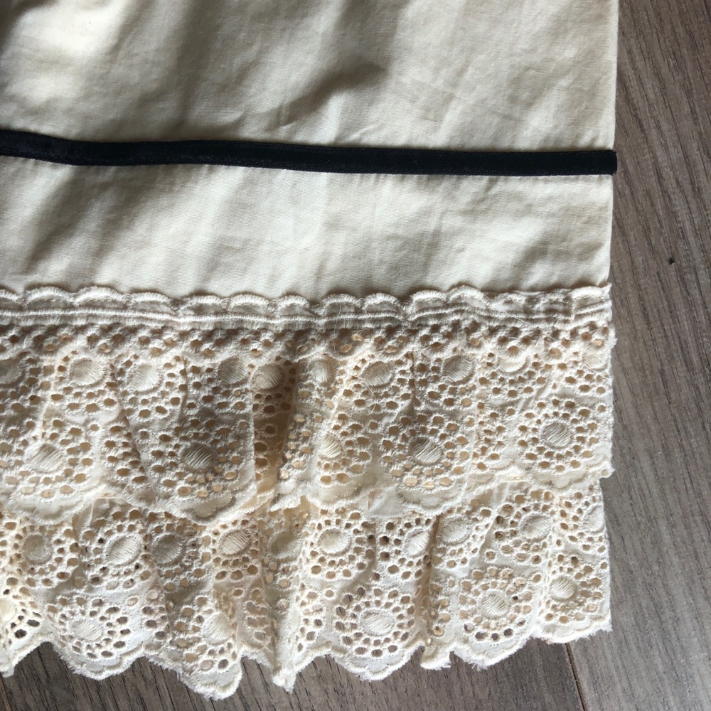 J. Crew Cream Midi Cotton Skirt Lace Ruffle and Velvet Trim Details 2006 - Picture 7 of 8
